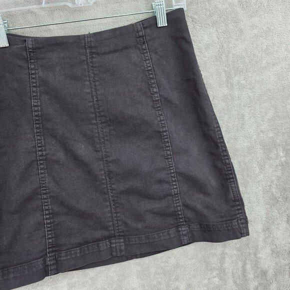 Free People Modern Femme Denim Stretch Skirt 10 Washed Out Faded Black Mini Goth - Picture 4 of 10